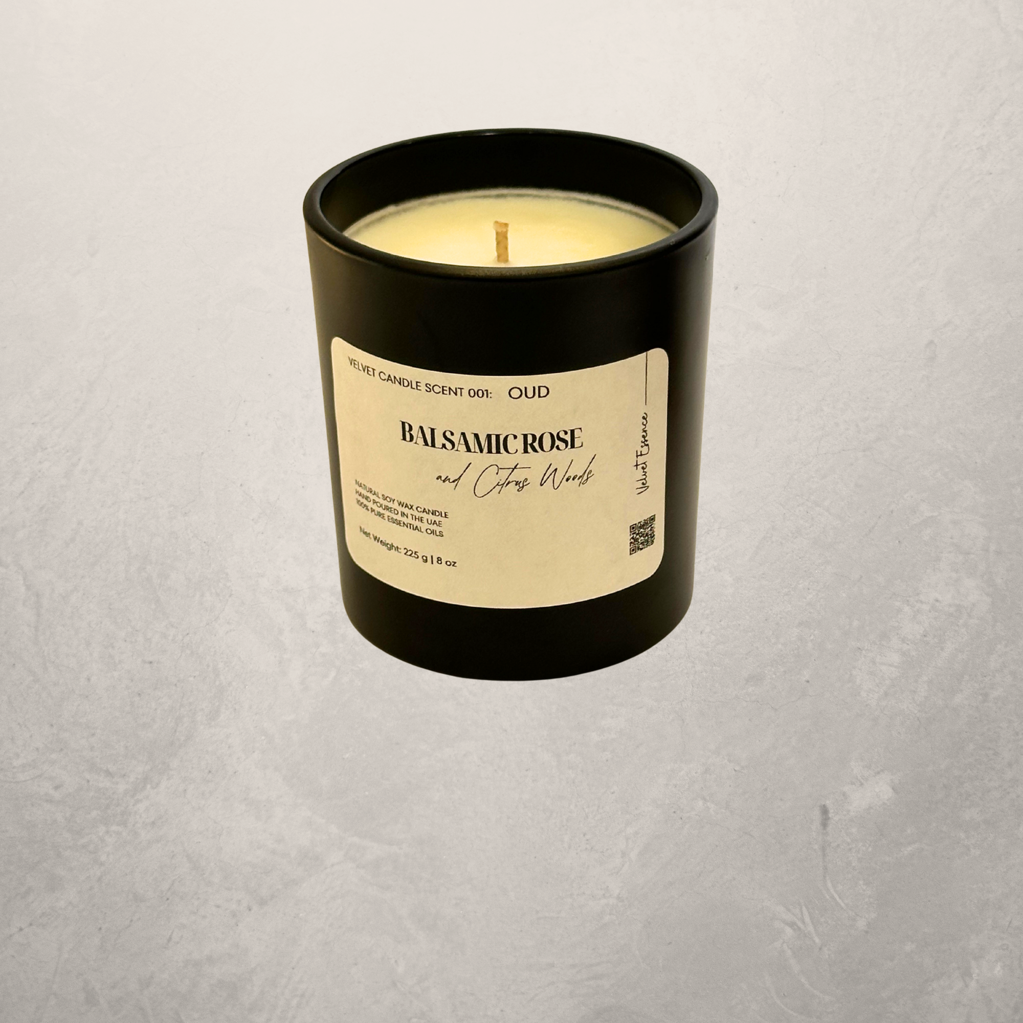 Velvet Candle 001-Oud-Essence Jar Collection: Balsamic Rose & Citrus Woods