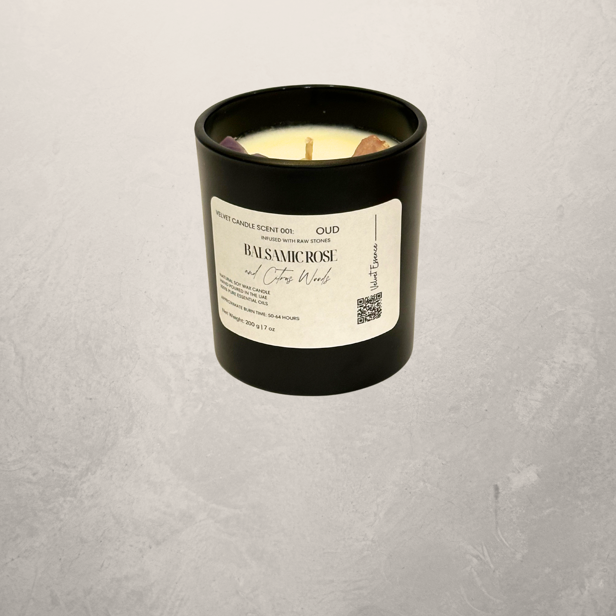 Velvet Candle 001-Oud-Crystal Candle Collection: Balsamic Rose & Citrus Woods