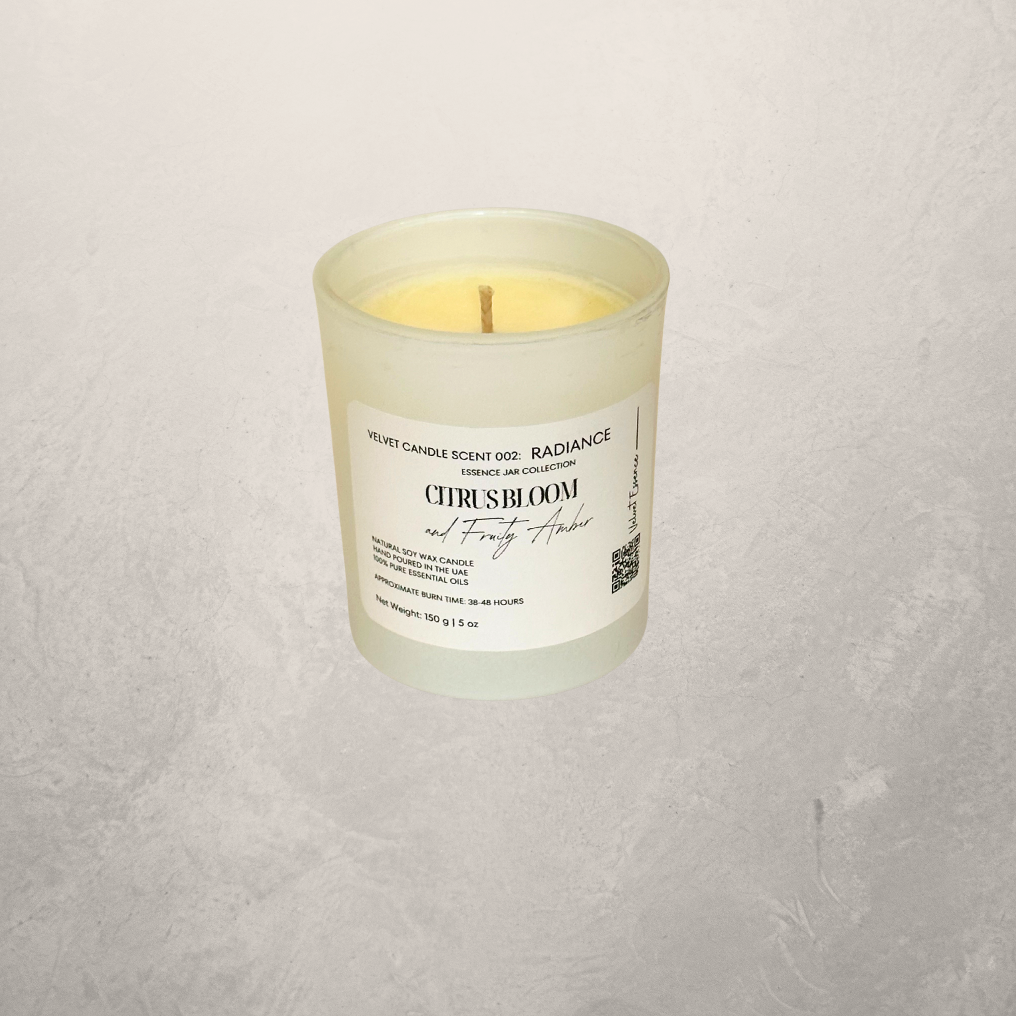 Velvet Candle 002 - Radiance-Essence Jar Collection: Citrus Bloom and Fruity Amber 150g