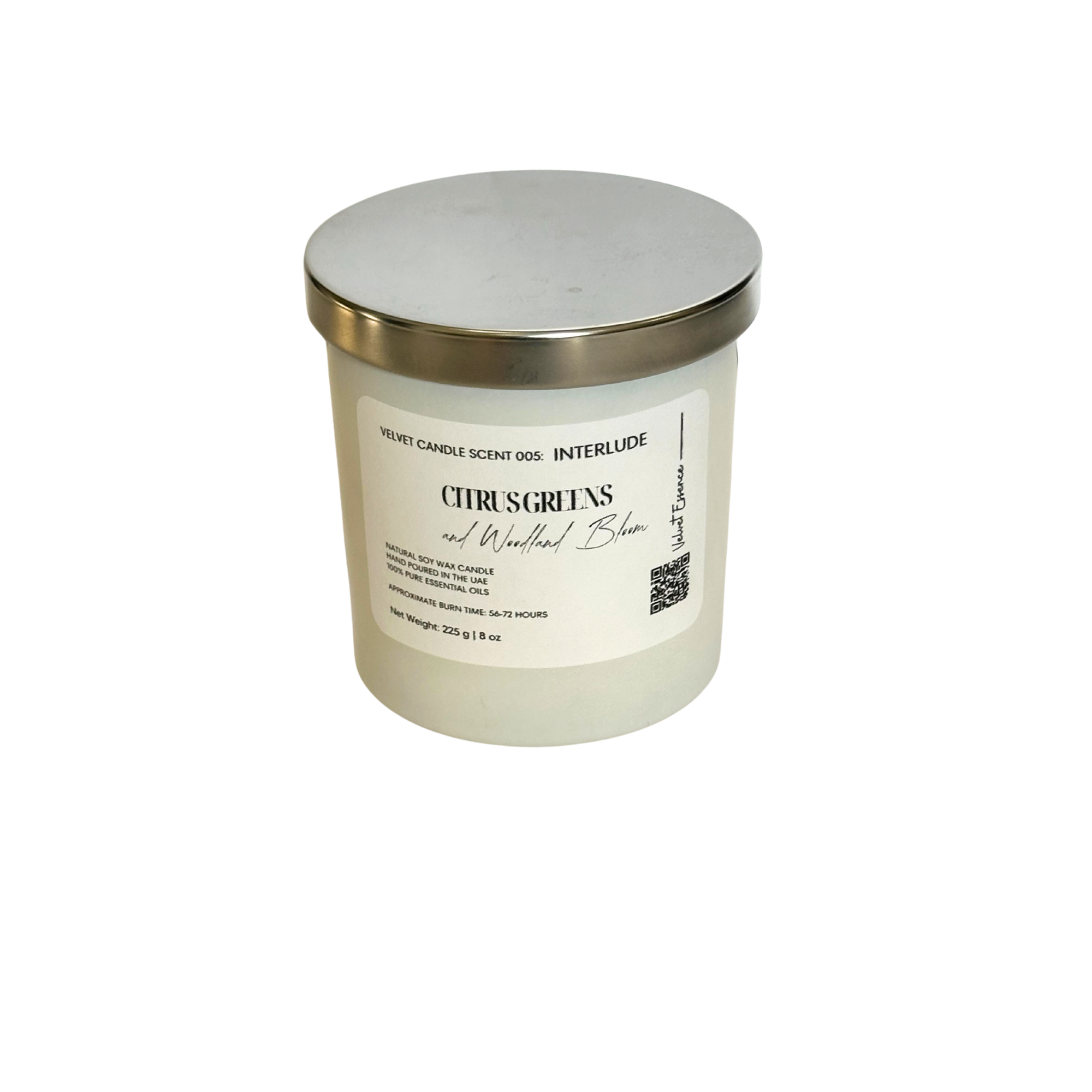 Velvet Candle 005-Interlude-Jar Collection: Citrus Greens and Woodland Bloom