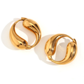 Double Drop Shaped Earrings - PVD 18k Gold Plated 316L Stainless Steel_E-036