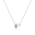 Minimalist Jewelry Balance bar Pearl Cz Pendant Charm Necklace - Silver 316L Stainless Steel with PVD Plating_N025