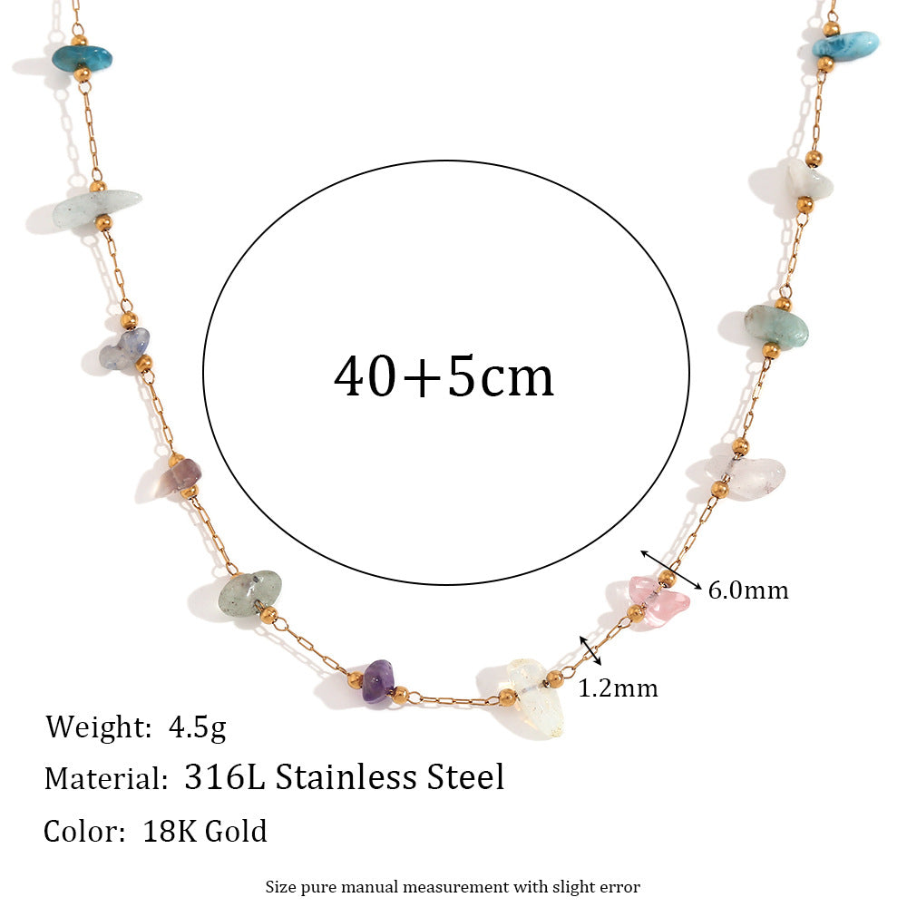 Colored Crystal Natural Stone Necklace_N063