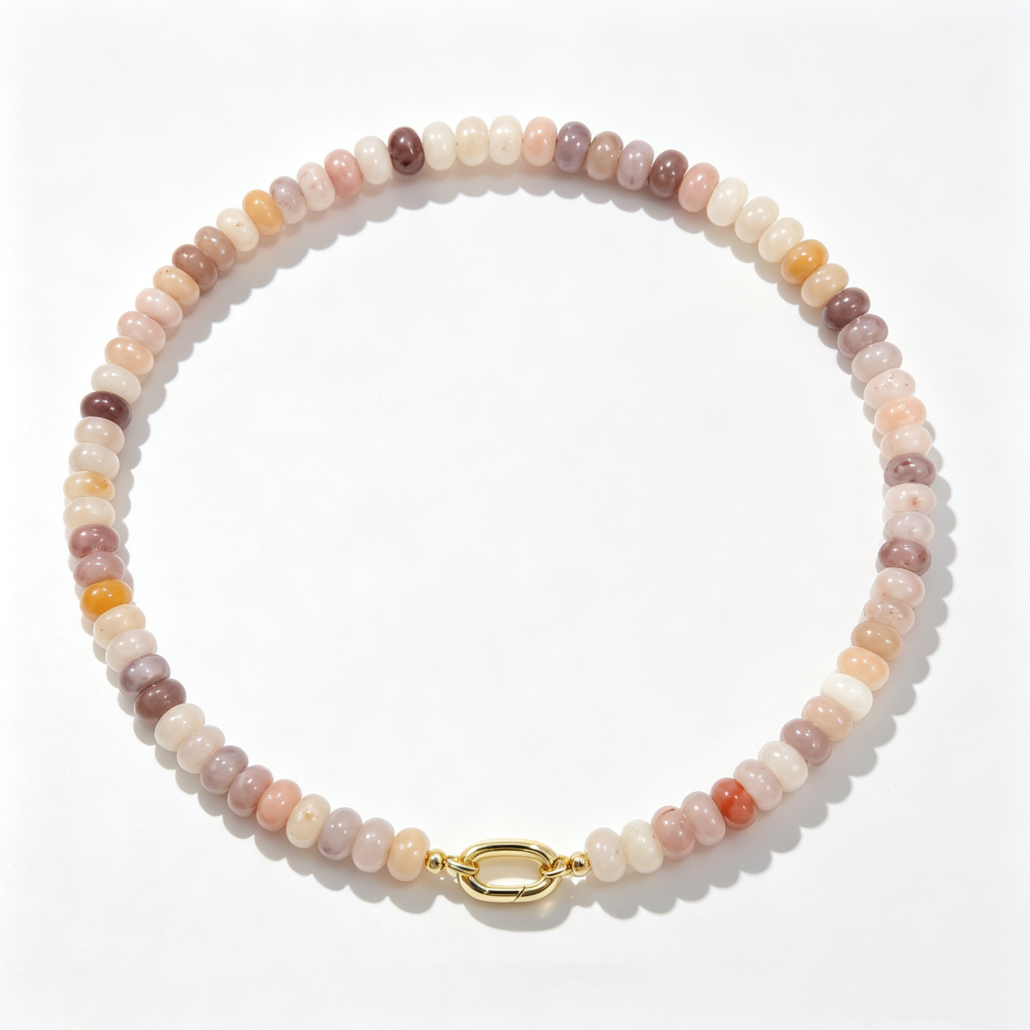 Pastel Mixed Color Chalcedony Natural Stone Necklace_N074