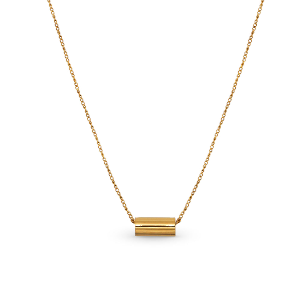 Glossy Tube Pendant Necklace - PVD18K Gold Plated 316L Stainless Steel_N042