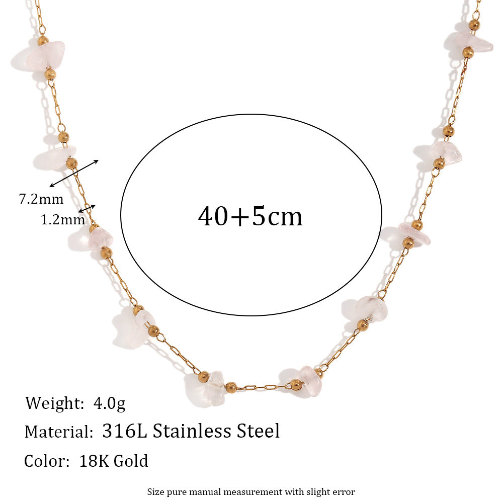Rose Quartz Natural Stone Necklace_N060