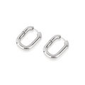 Chunky Wide Heavy Oval Huggie Hoops Large Gold Flat Hoop U Earring - Silver 316L Stainless Steel with PVD Plating_E029