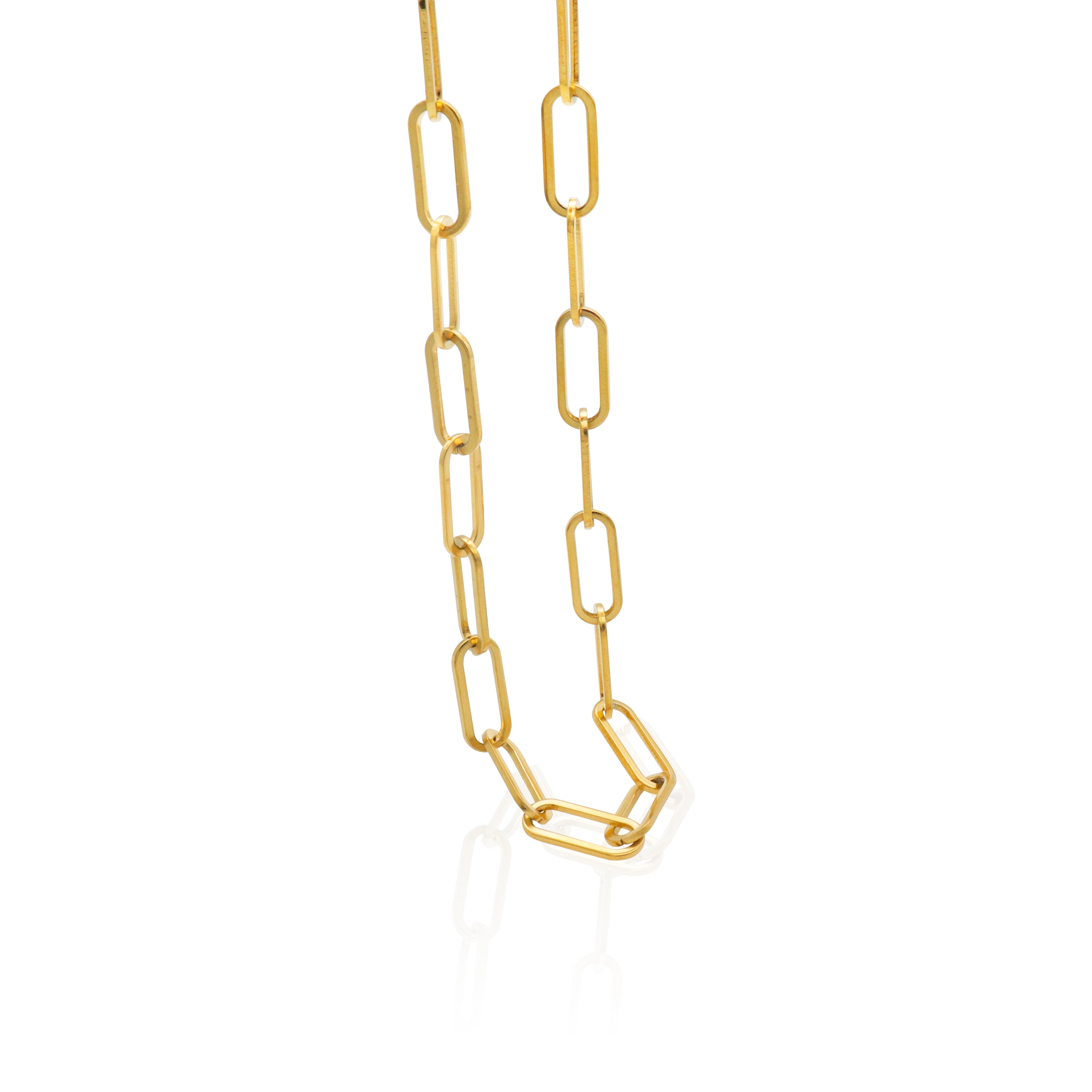 Link Chain Choker Necklace - PVD 18k Gold Plated 316L Stainless Steel_N001