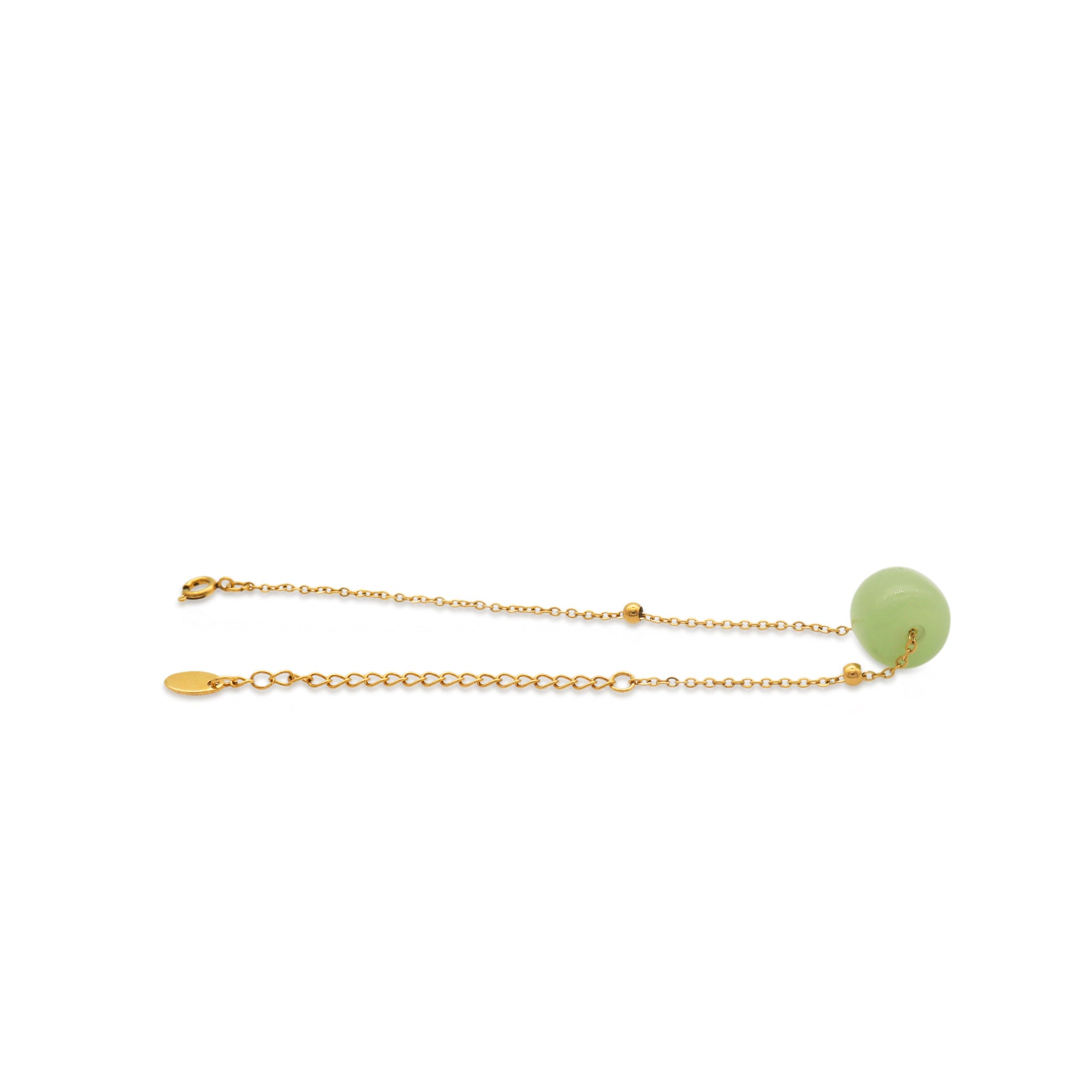 Natural Jade Gem Charm Tennis Chain Bracelets - PVD 18k Gold Plated 316L Stainless Steel_B006