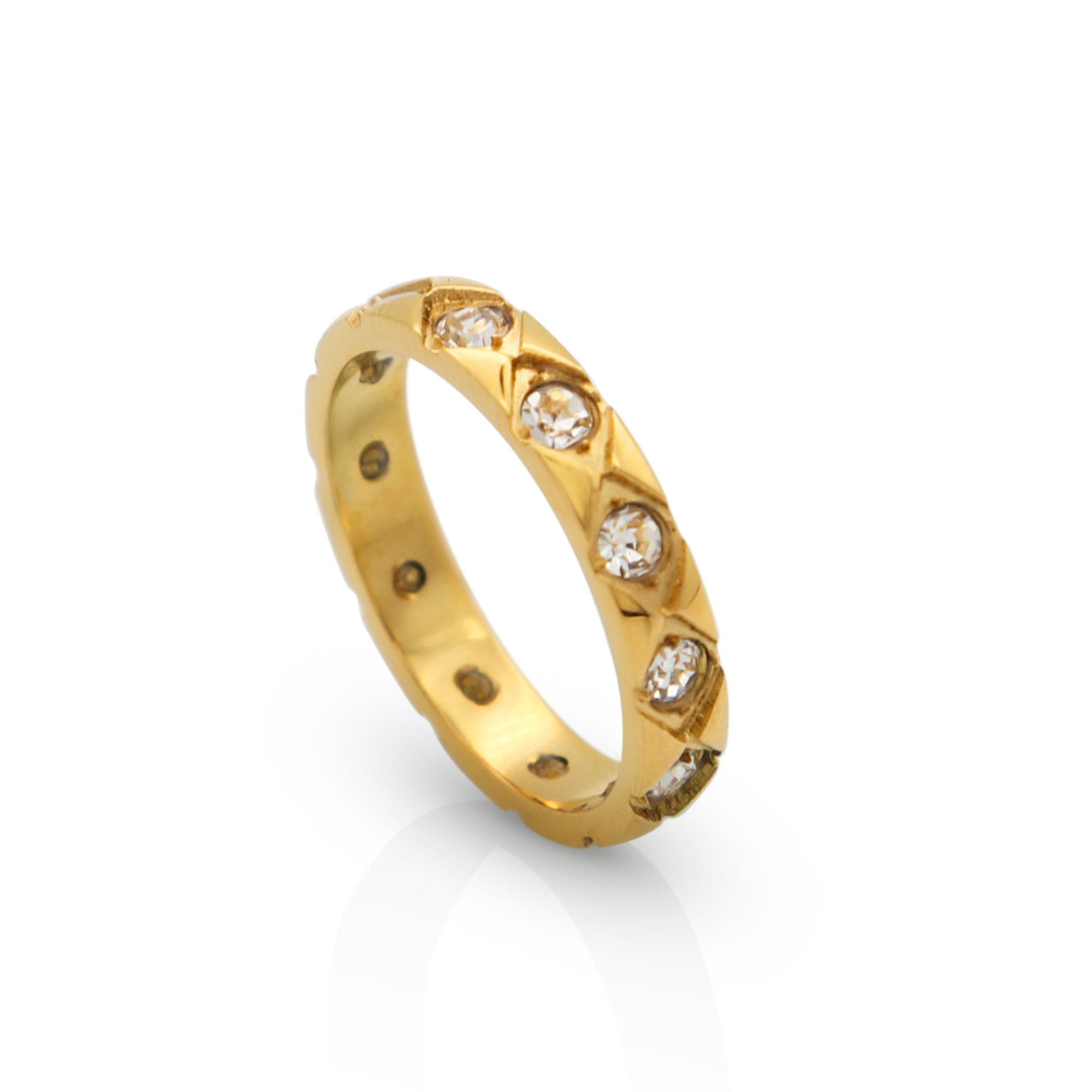Minimalist Micron-pave Zircon Finger Ring - PVD 18k Gold Plated 316L Stainless Steel_R017-R019