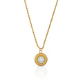Rope Chain Pearl Pendant Necklace - PVD 18k Gold Plated 316L Stainless Steel_N015