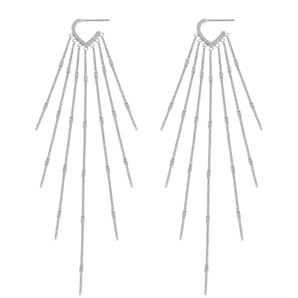 Flowing Multi-layered Tassel Drop Earrings Dangle Earrings for Women - PVD 18k Gold Plated 316L Stainless Steel_E-052