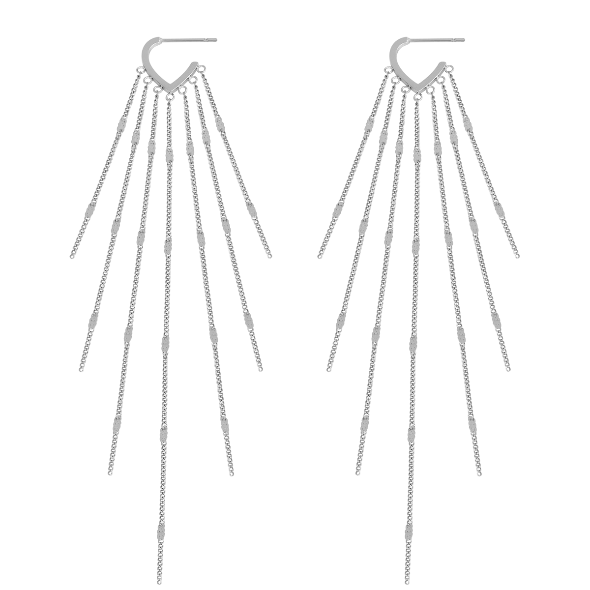 Flowing Multi-layered Tassel Drop Earrings Dangle Earrings for Women - PVD 18k Gold Plated 316L Stainless Steel_E-052