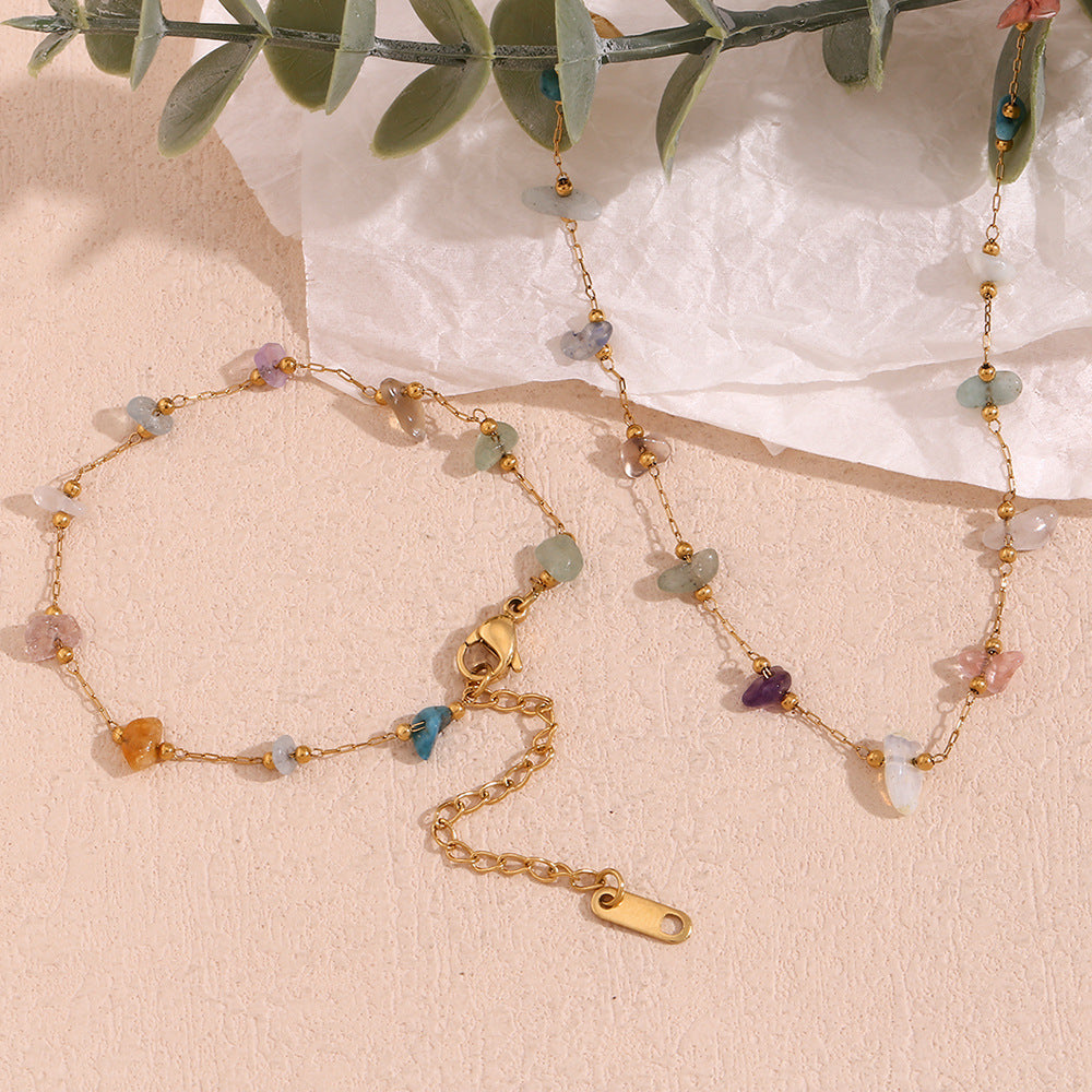 Coloured Crystal Natural Stone Bracelet_B070