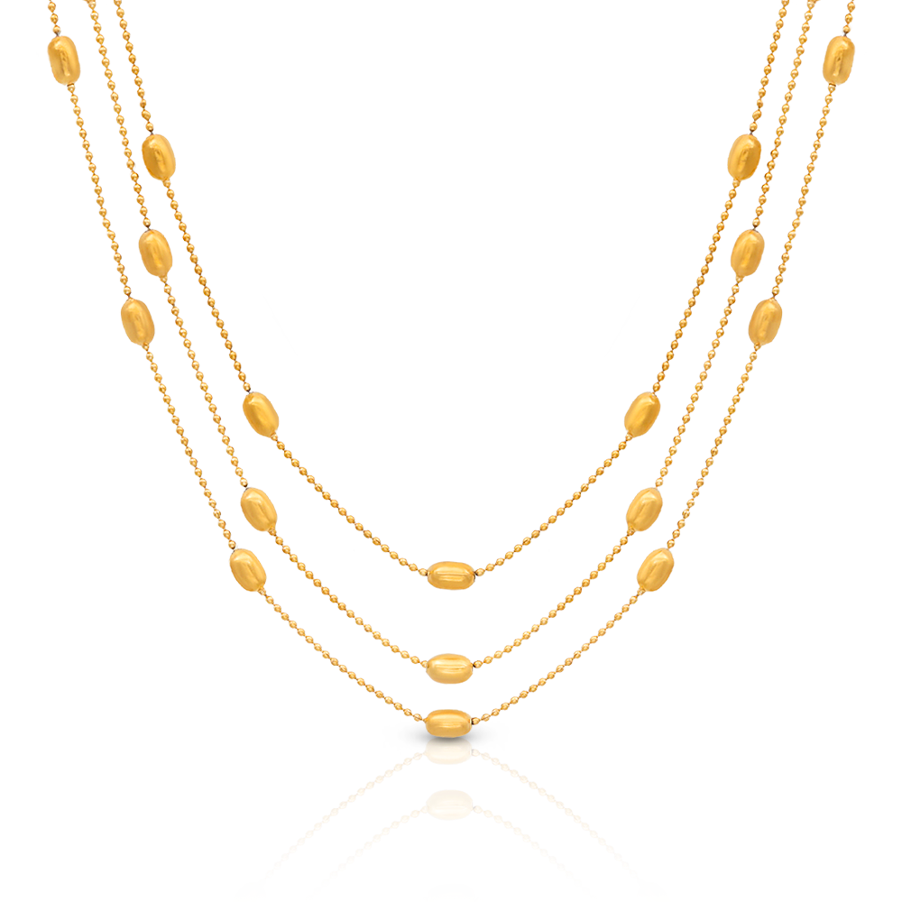 Layers Beads Satellite Chain Necklace - PVD18K Gold Plated 316L Stainless Steel_N043