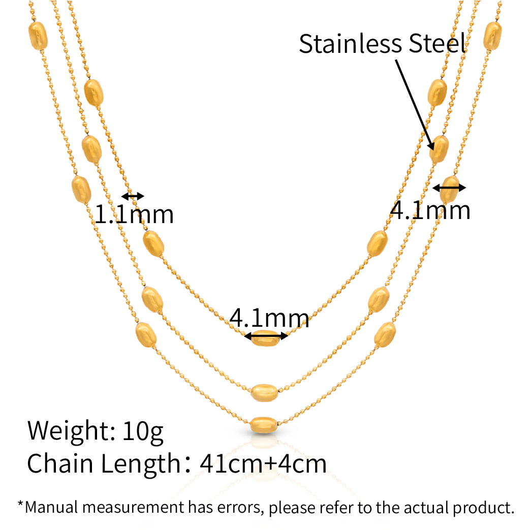 Layers Beads Satellite Chain Necklace - PVD18K Gold Plated 316L Stainless Steel_N043