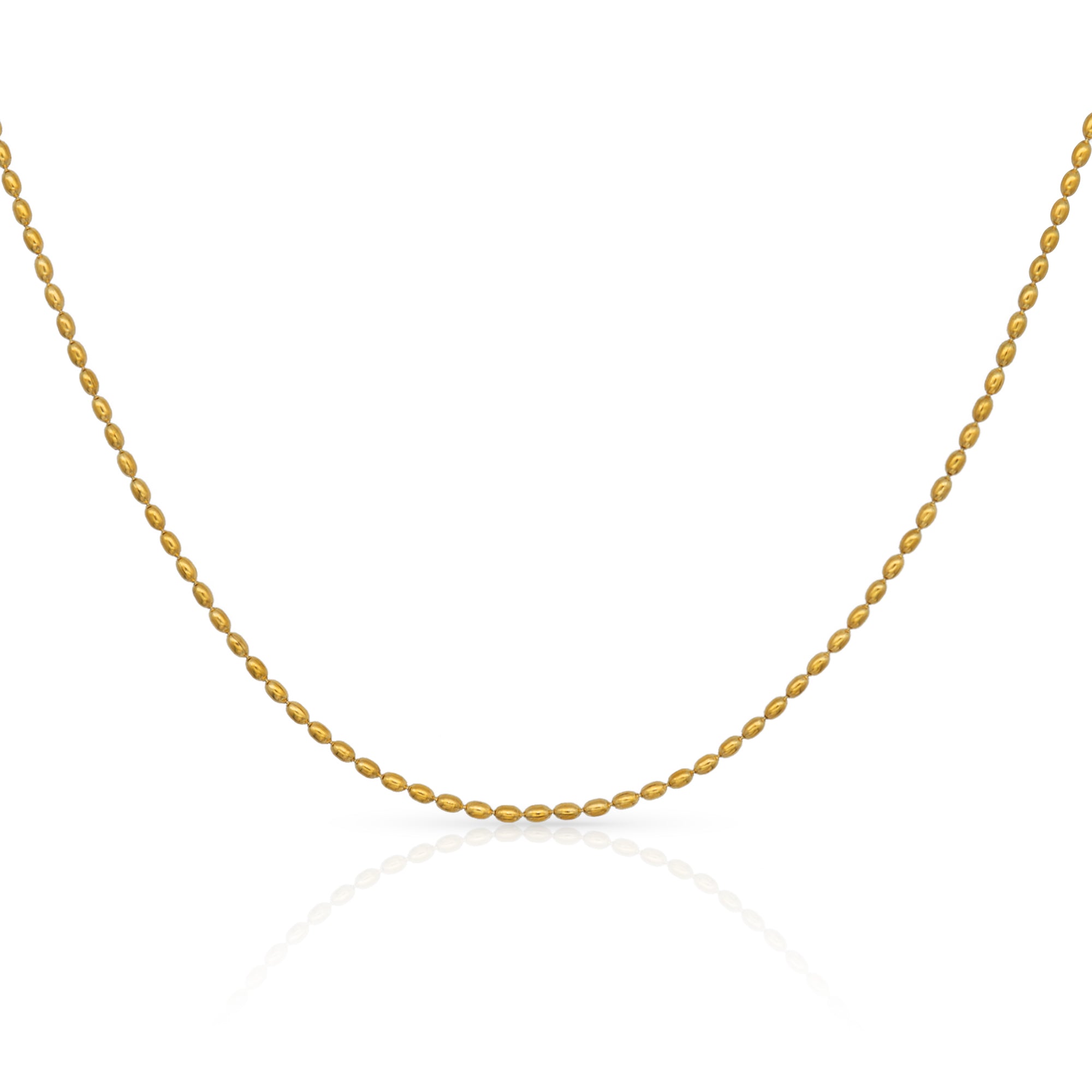 Unfade Simple Beads Chain Necklace for Women - PVD 18k Gold Plated 316L Stainless Steel_N003