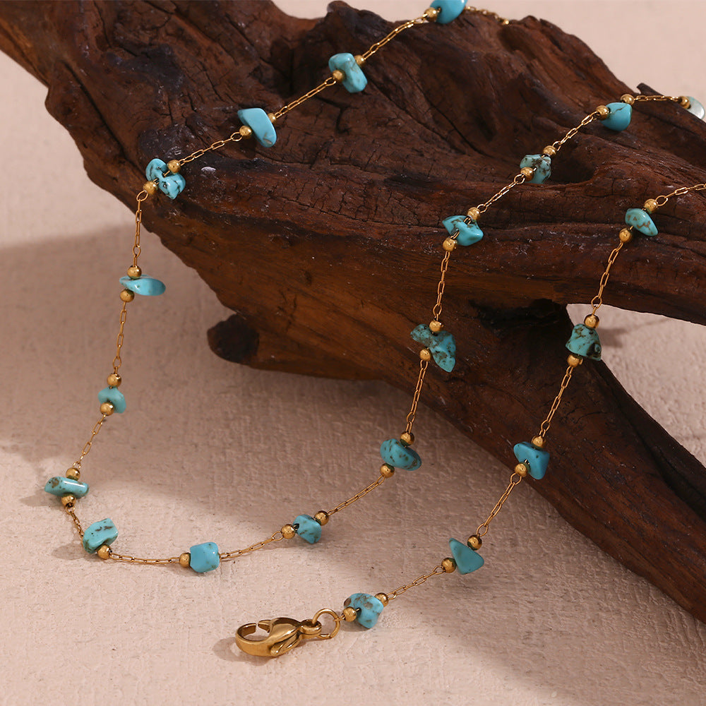 Blue Turquoise Natural Stone Bracelet_B067