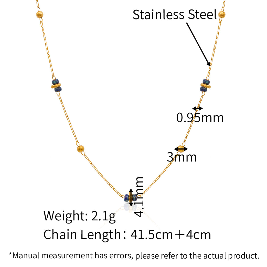 Starry Beads Minimalistic Chain Necklace - PVD 18k Gold Plated 316L Stainless Steel_N023