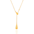 Water Drop Y-Shape Adjustable Pendant Necklace - PVD18K Gold Plated 316L Stainless Steel_N058