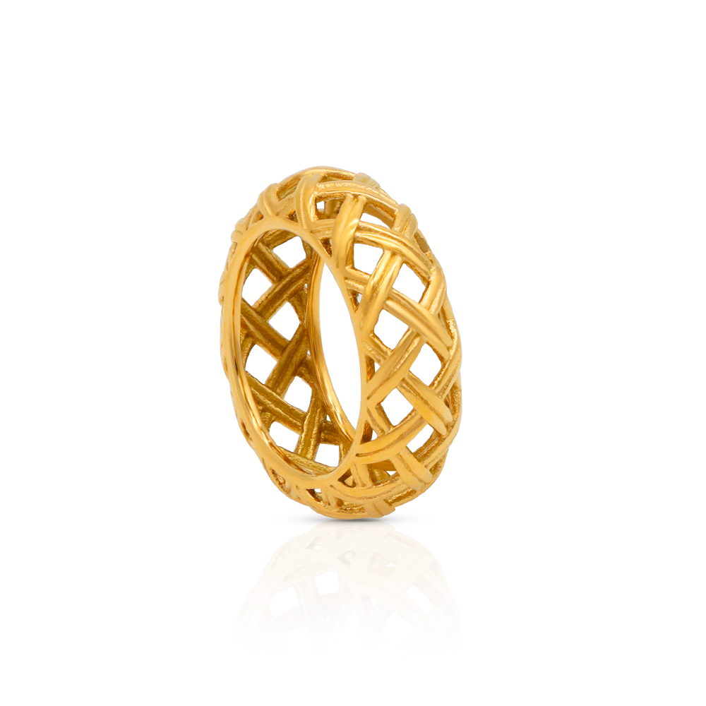 Hollow Out Weave Ring- 18K PVD Gold Plated 316L Stainless Steel - R063