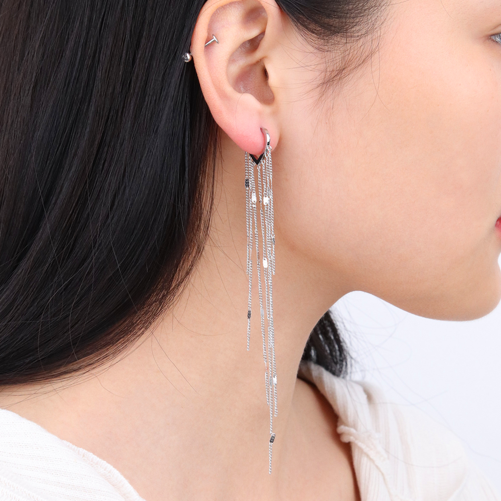 Flowing Multi-layered Tassel Drop Earrings Dangle Earrings for Women - PVD 18k Gold Plated 316L Stainless Steel_E-052