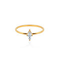 Marquise Zirconia Solitaire Simple Ring  - 18K PVD Gold Plated 316L Stainless Steel - R071