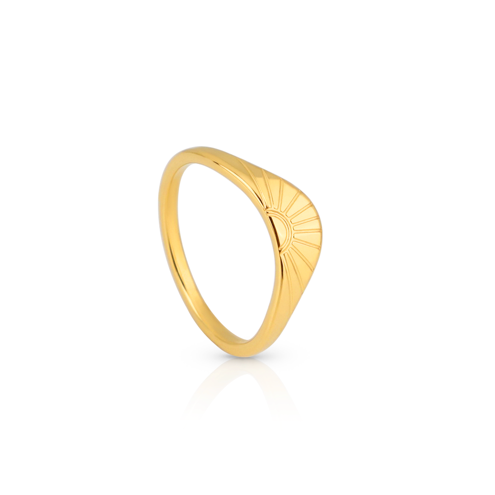Solar Totem Dome Signet Ring - 18K PVD Gold Plated 316L Stainless Steel - R064