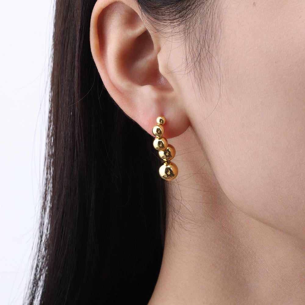 Hoop Earrings with Jumping Beads - PVD 18k Gold Plated 316L Stainless Steel_E021