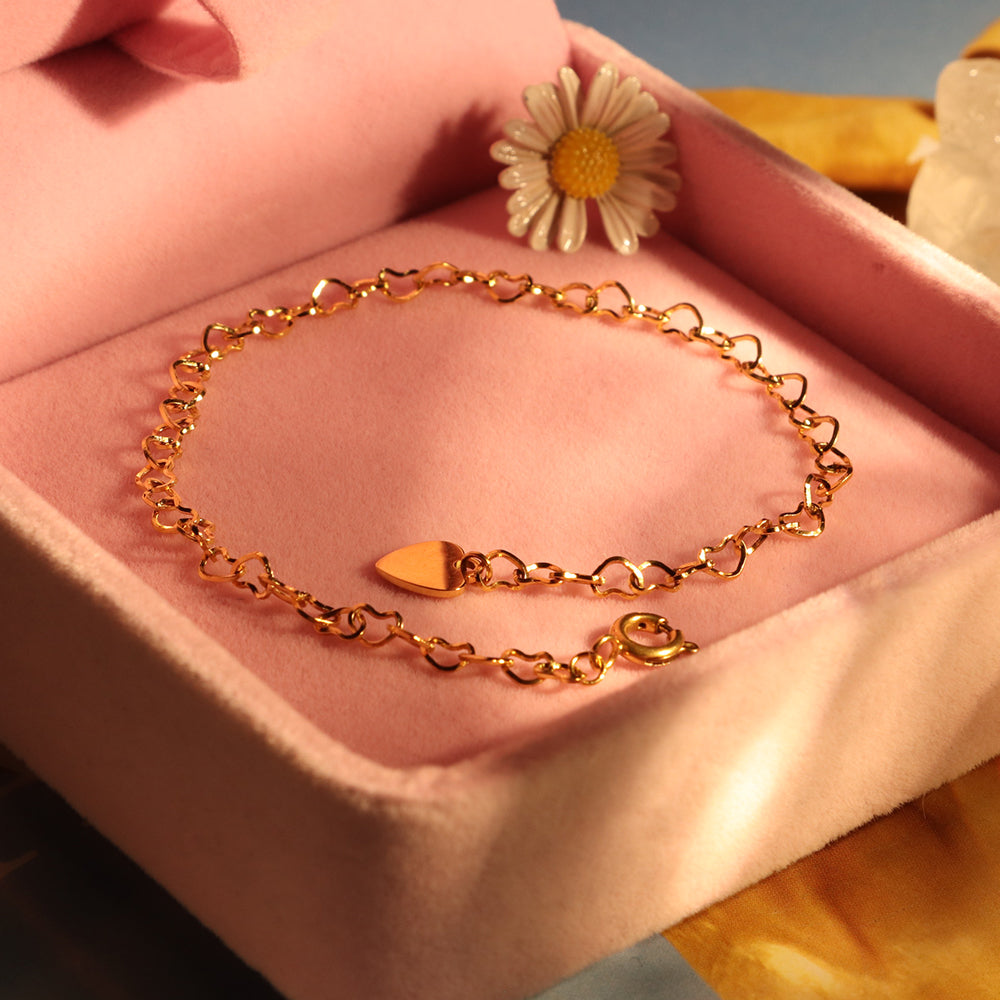 Hollow Hearts Link Chain Bracelet - PVD 18k Gold Plated 316L Stainless Steel_B022