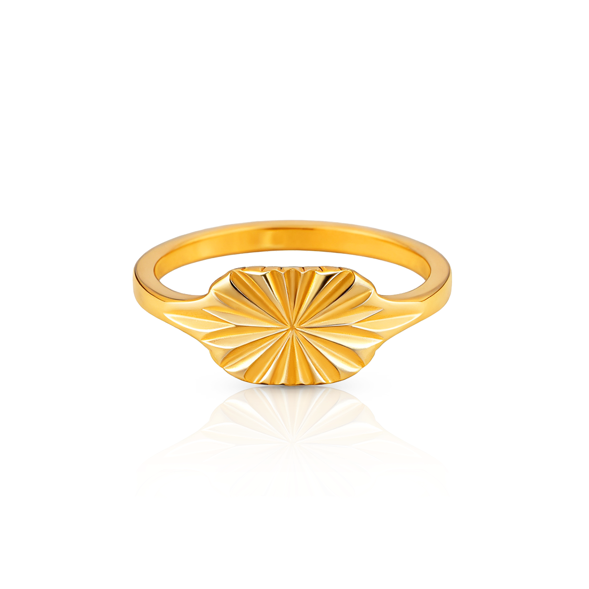 Radial Pattern Laser Signet Vintage Rings - 18K PVD Gold Plated 316L Stainless Steel - R065