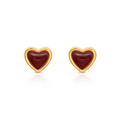 Natural Red / White Agate Heart Stud Earring - PVD 18k Gold Plated 316L Stainless Steel_E015-E016