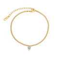 Cute Heart Cz Charm Delicate Anklet for Girls - PVD 18k Gold Plated 316L Stainless Steel_A003