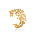 Chunky Flowers Wide Cuff Bangle - PVD 18k Gold Plated 316L Stainless Steel_B027