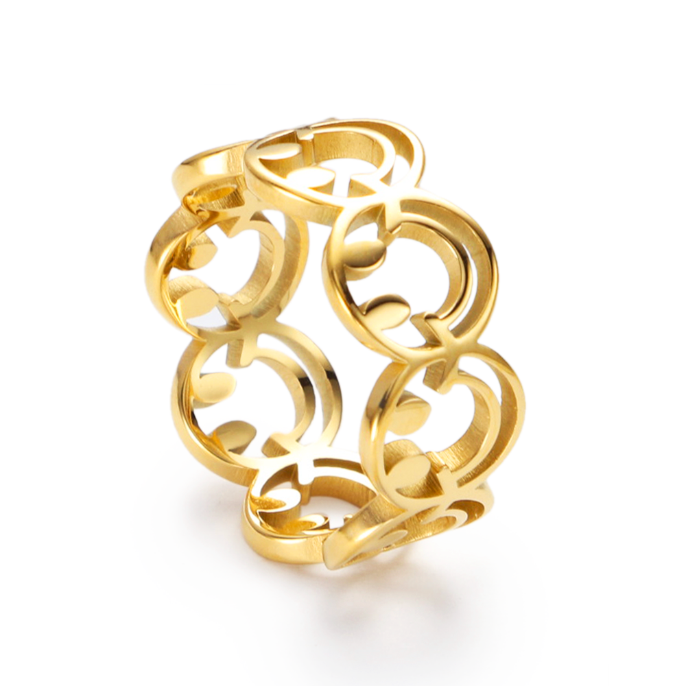 Smile Hollowed-out Ring - 18K PVD Gold Plated 316L Stainless Steel - R062