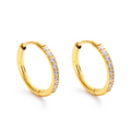 Zircons Bezel huggies Hoops Earring - PVD 18k Gold Plated 316L Stainless Steel_E017