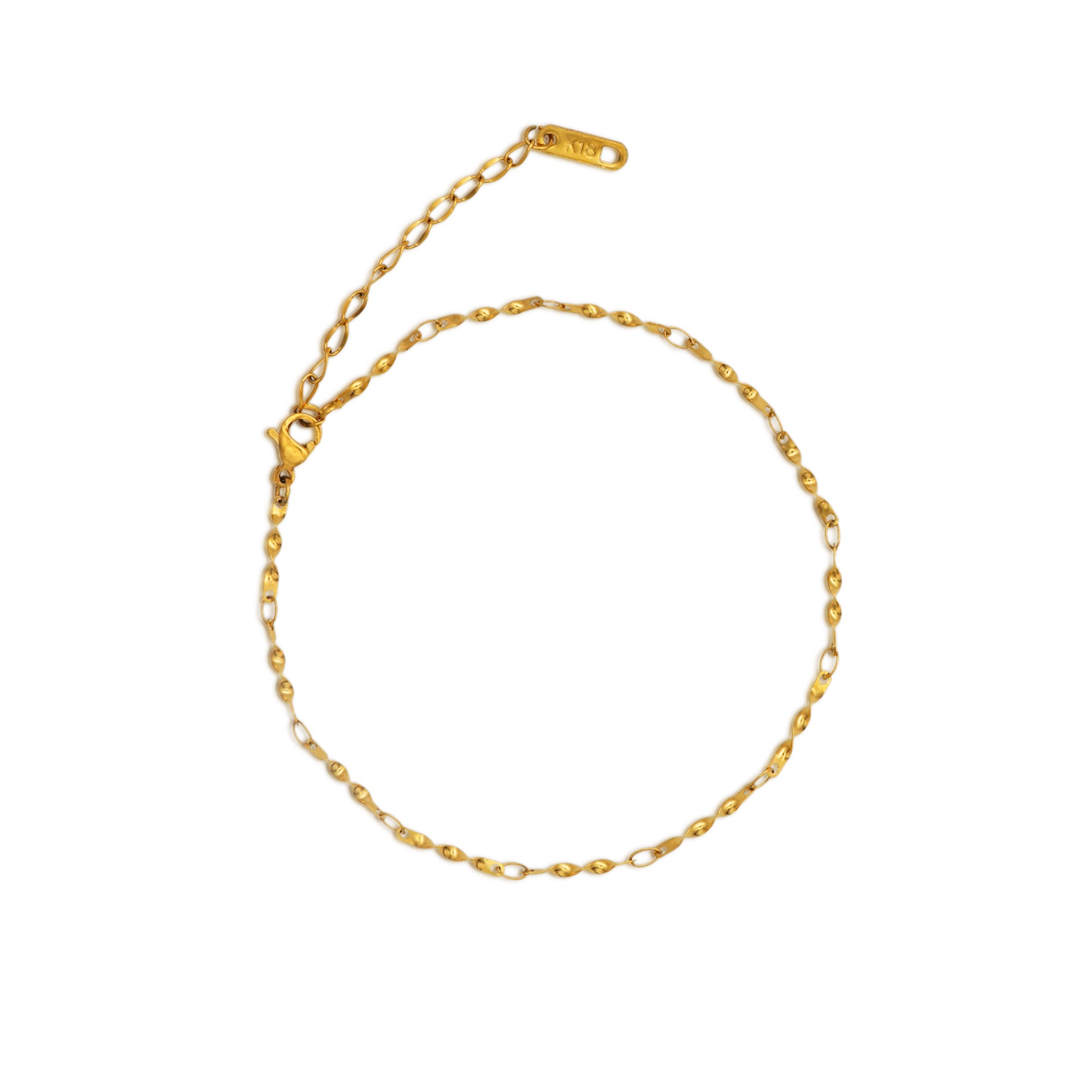 Wave Chain Choker Minimalist Anklet - PVD 18k Gold Plated 316L Stainless Steel_A001