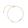 Turquoise Blue Stone Wing Charm Chain Anklet - PVD 18k Gold Plated 316L Stainless Steel_A002