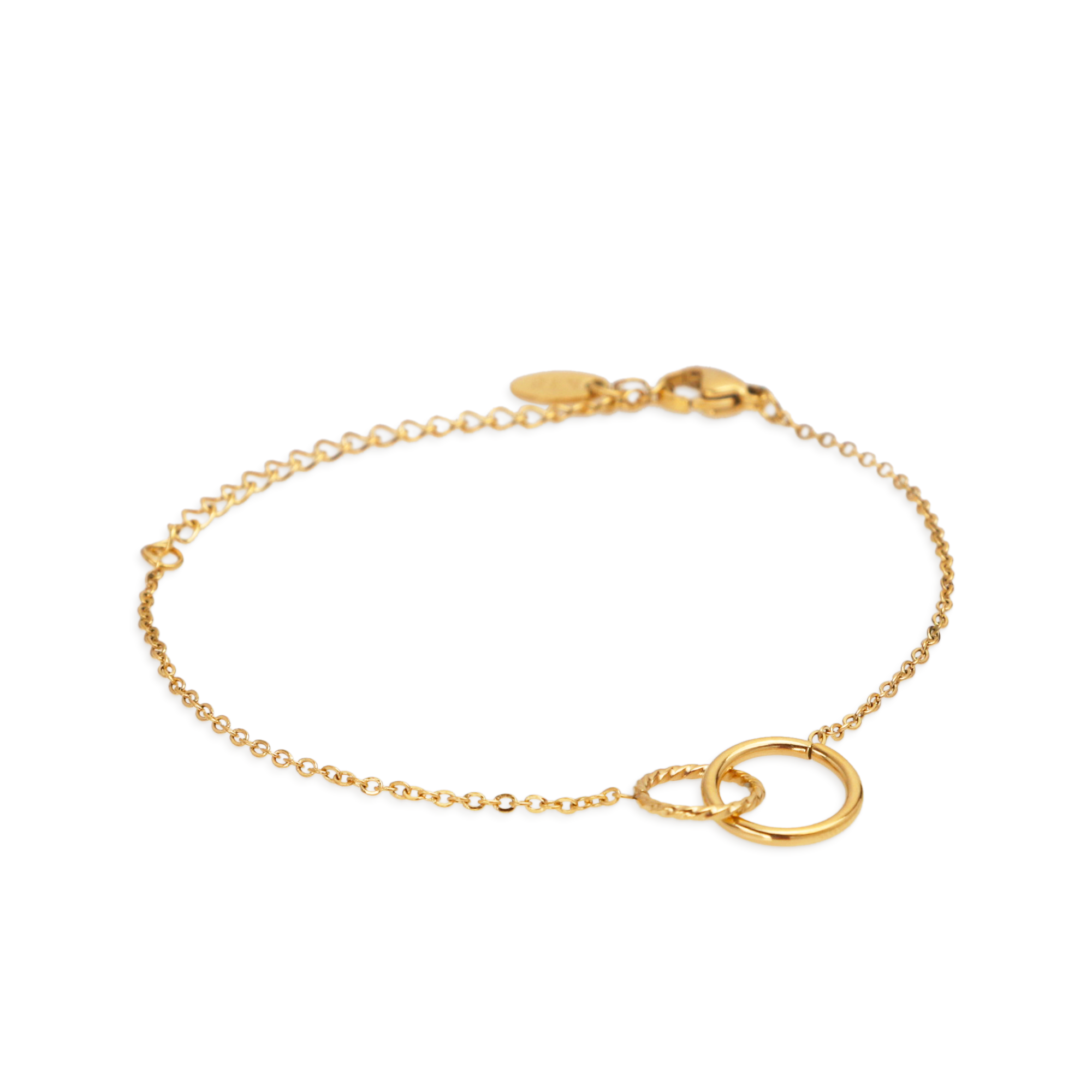 Double Loops Link Chain Bracelet - PVD18K Gold Plated 316L Stainless Steel_B046