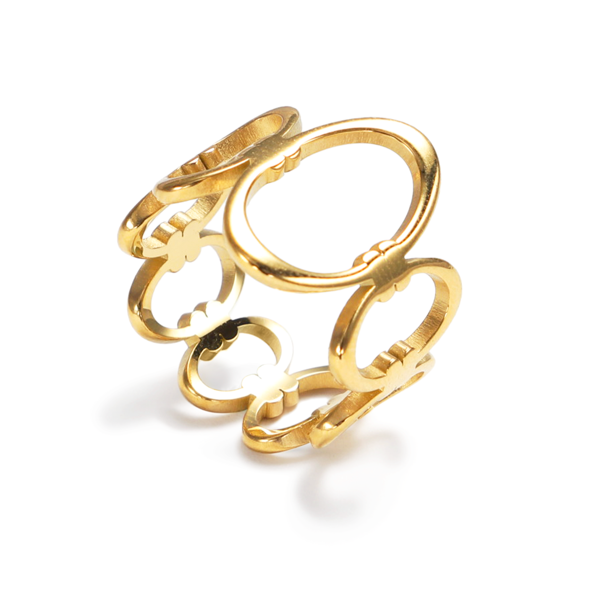 Oval Loops Ring - 18K PVD Gold Plated 316L Stainless Steel - R061