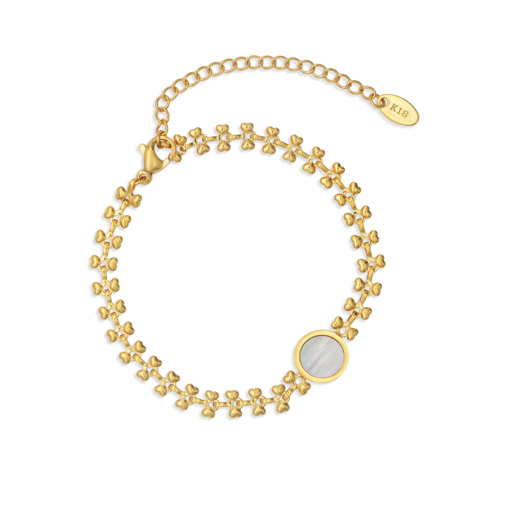 Sea Shell Round Bowtie Chain Bracelet_PVD18K Gold Plated 316L Stainless Steel_B054