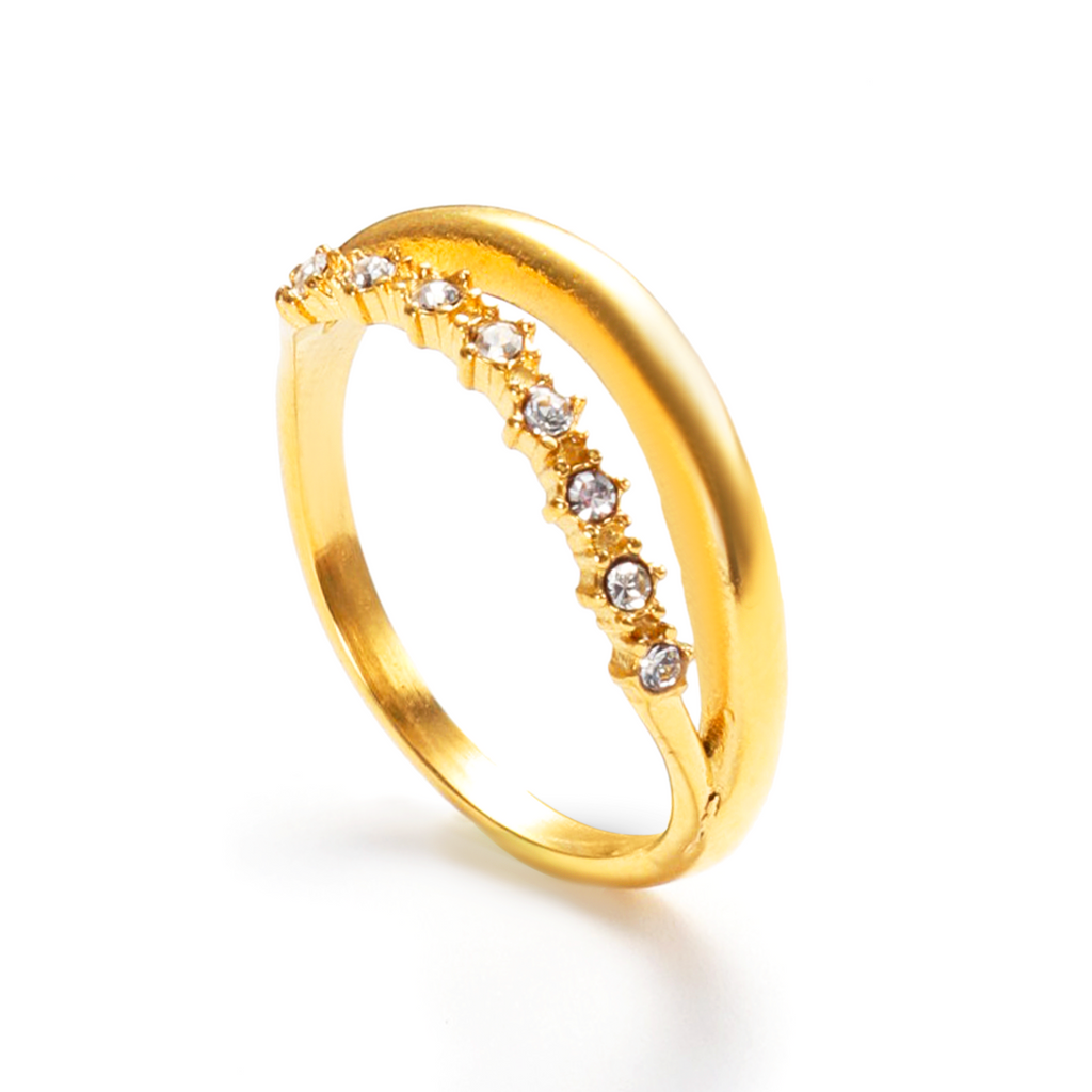 Plating Double Layers Ring - 18K PVD Gold Plated 316L Stainless Steel - R068
