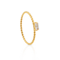 Gold Rectangle Cz Solitaire Pinky Ring - PVD 18k Gold Plated 316L Stainless Steel_R038-R040