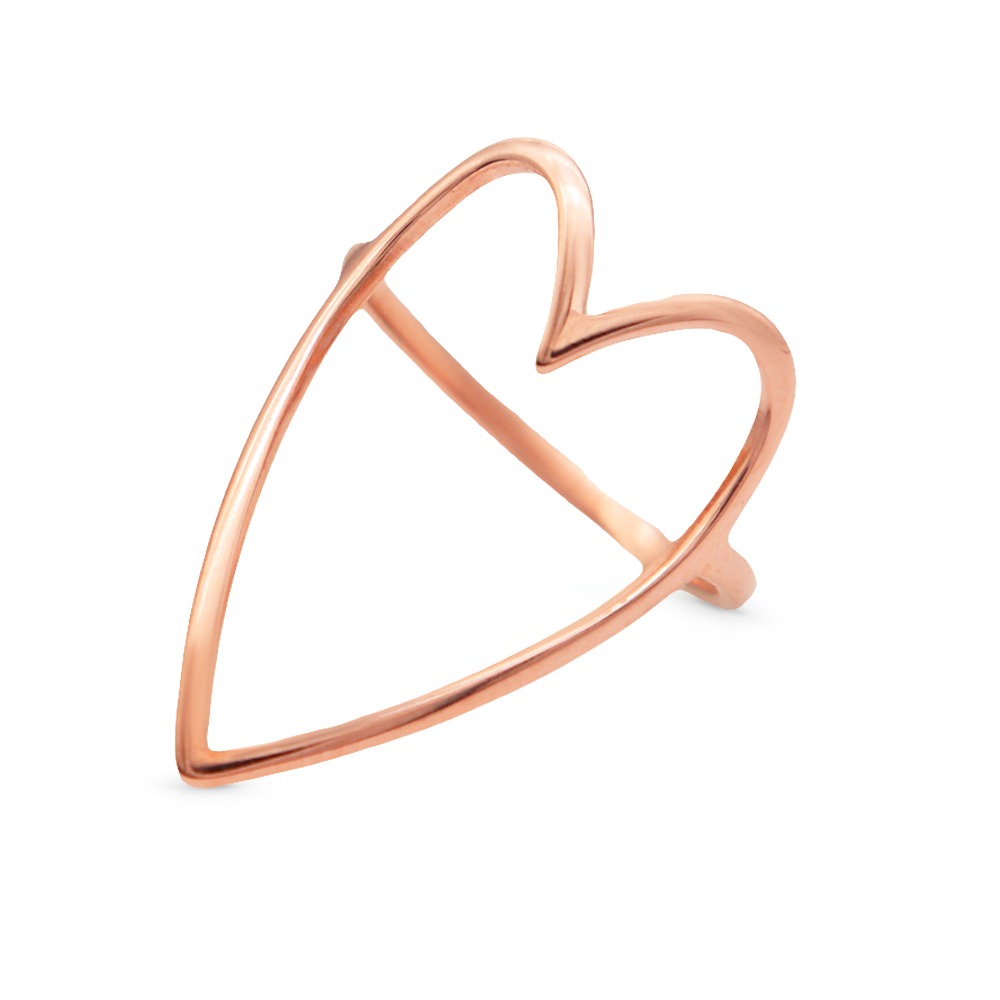 Personality Hollow Out Rose Gold Ring Hearts - PVD 18k Gold Plated 316L Stainless Steel_R022-R0232