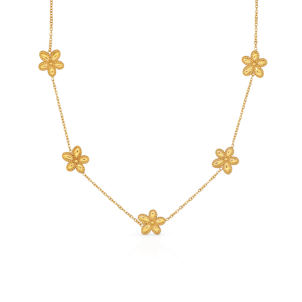 Flower Charms Delicate Chain Necklace - PVD18K Gold Plated 316L Stainless Steel_N059