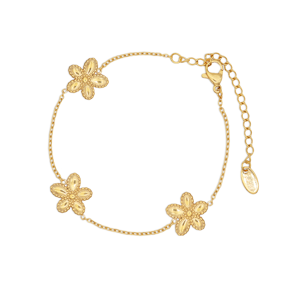Flower Charms Delicate Chain Recycled Bracelet - PVD 18k Gold Plated 316L Stainless Steel_B017