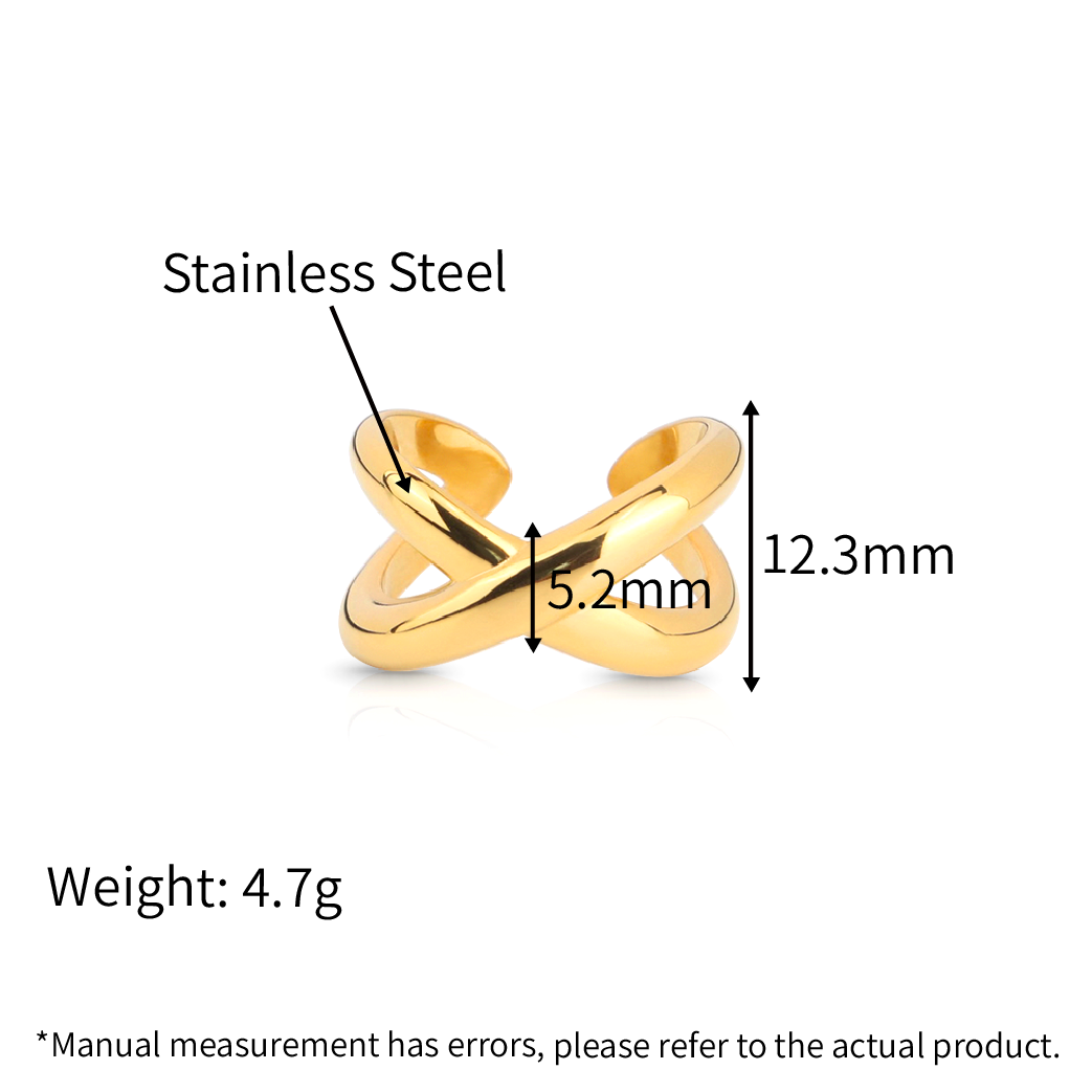 Intertwined Crossover Band Rings - PVD 18k Gold Plated 316L Stainless Steel_R010-R012