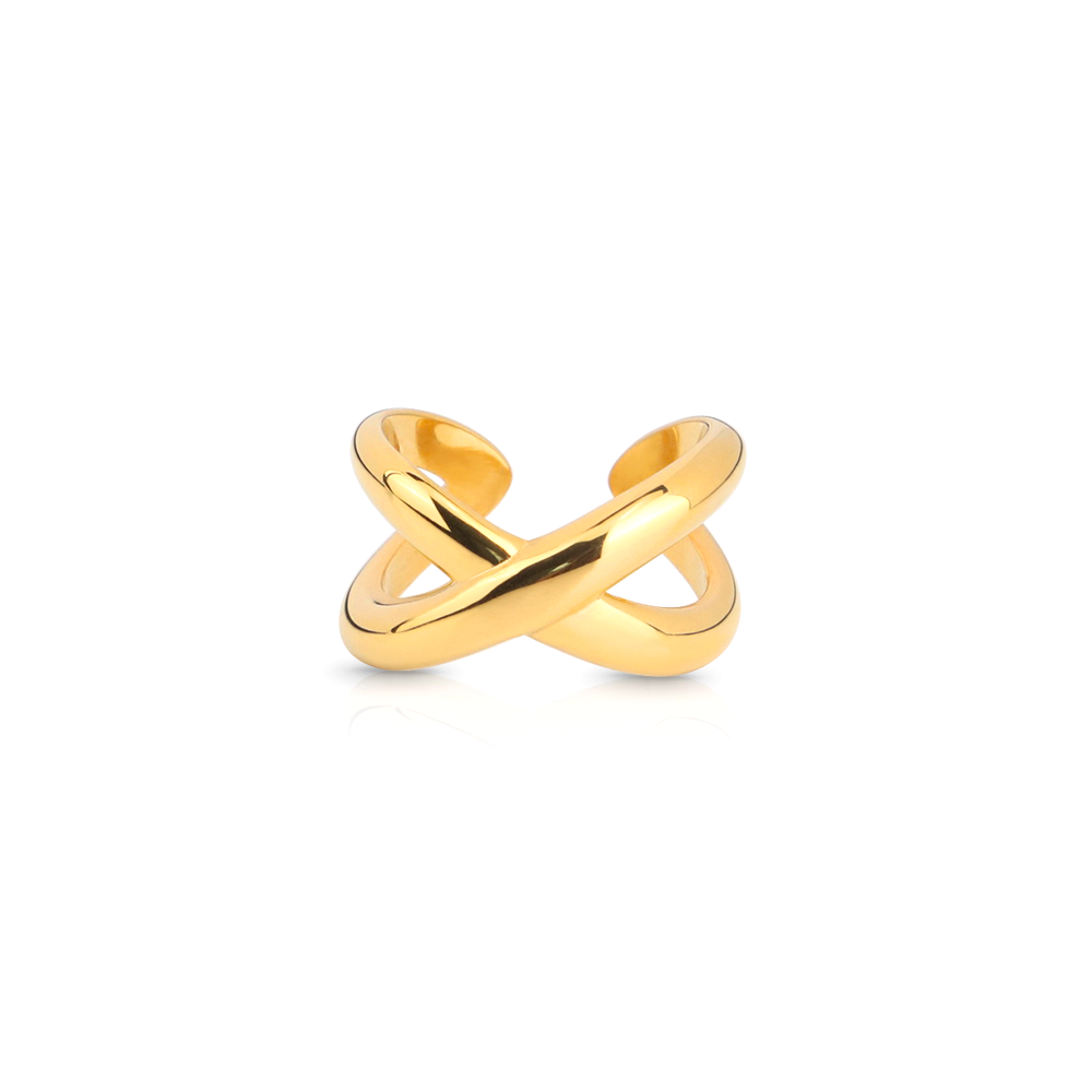 Intertwined Crossover Band Rings - PVD 18k Gold Plated 316L Stainless Steel_R010-R012