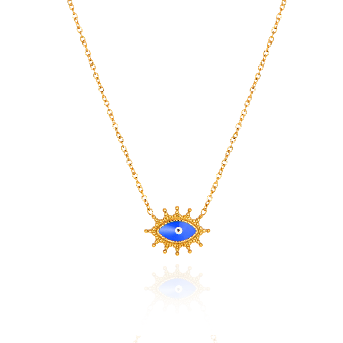 Devil Eye Enamel Necklace - PVD18K Gold Plated 316L Stainless Steel_N086