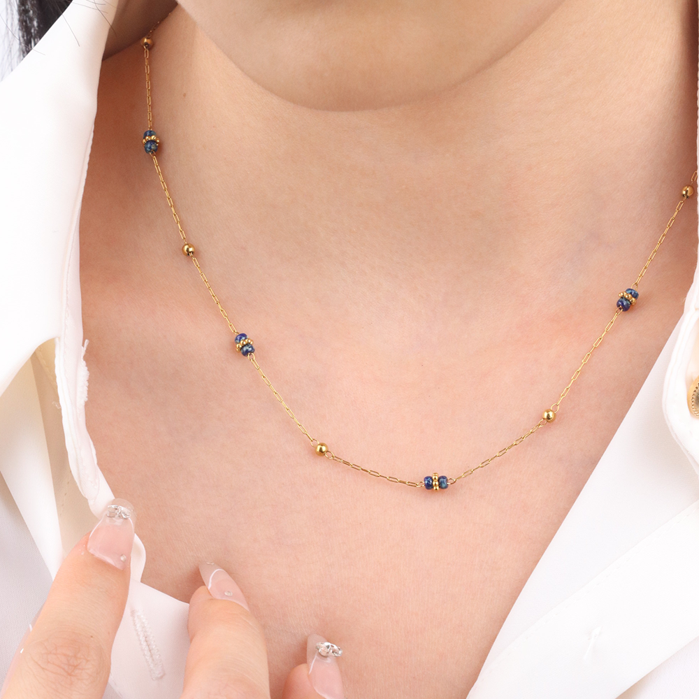 Starry Beads Minimalistic Chain Necklace - PVD 18k Gold Plated 316L Stainless Steel_N023
